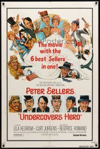 7z912 UNDERCOVERS HERO 1sh '75 Peter Sellers in 6 roles, great wacky artwork!
