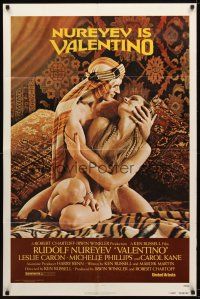 7z919 VALENTINO 1sh '77 great image of Rudolph Nureyev & naked Michelle Phillips!