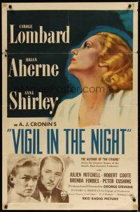 7z926 VIGIL IN THE NIGHT 1sh '40 beautiful Carole Lombard, Brian Aherne, Anne Shirley