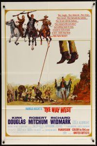 7z947 WAY WEST style B 1sh '67 Kirk Douglas, Robert Mitchum, great art of frontier justice!