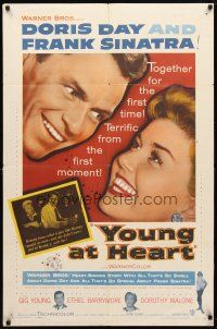 7z992 YOUNG AT HEART 1sh '54 great close up image of Doris Day & Frank Sinatra!