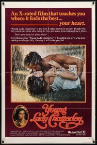 7z994 YOUNG LADY CHATTERLEY 1sh '77 Harlee McBride, Peter Ratray, sexy lovemaking in rain image!