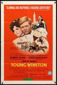 7z996 YOUNG WINSTON style B 1sh '72 Anne Bancroft & Simon Ward in title role as Churchill!