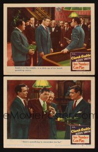 8a815 ANY NUMBER CAN PLAY 2 LCs '49 two images of Clark Gable in his gambling casino by craps table!