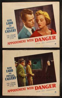 8a816 APPOINTMENT WITH DANGER 2 LCs '51 Alan Ladd, Phyllis Calvert, nun held at gunpoint!