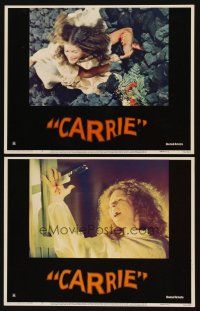 8a865 CARRIE 2 LCs '76 Stephen King, Sissy Spacek, includes best card with ending spoiler!