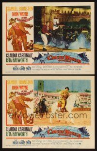 8a868 CIRCUS WORLD 2 LCs '65 big John Wayne standing on rooftop by riverfront & on horseback!