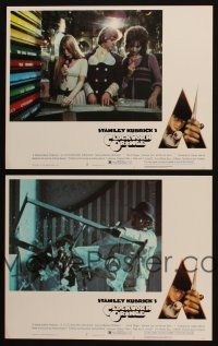 8a870 CLOCKWORK ORANGE 2 LCs '72 Malcolm McDowell in Stanley Kubrick ultra-violence classic!