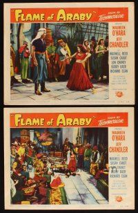 8a895 FLAME OF ARABY 2 LCs '51 Jeff Chandler, a tale of fiery love & high adventure!