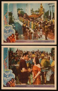 8a949 NIGHT IN PARADISE 2 LCs '45 Merle Oberon, Turhan Bey, the night you will never forget!