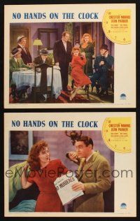 8a950 NO HANDS ON THE CLOCK 2 LCs '41 detective Chester Morris, Jean Parker, mystery!