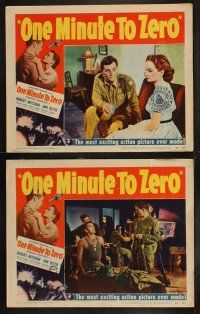 8a952 ONE MINUTE TO ZERO 2 LCs '52 Robert Mitchum, Ann Blyth, Howard Hughes