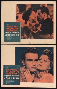 8a959 PLACE IN THE SUN 2 LCs R59 Montgomery Clift, Elizabeth Taylor, Shelley Winters,George Stevens