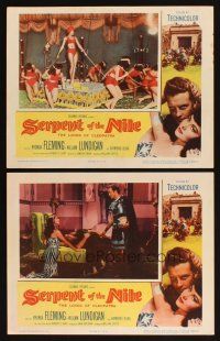 8a970 SERPENT OF THE NILE 2 LCs '53 sexiest Rhonda Fleming as Egyptian Queen Cleopatra!