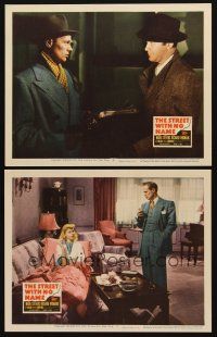 8a982 STREET WITH NO NAME 2 LCs '48 Richard Widmark with gun, Barbara Lawrence on couch!