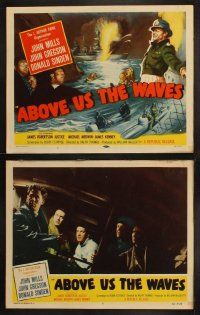 8a027 ABOVE US THE WAVES 8 LCs '56 John Mills & English WWII sailors in ship sunk by submarine!
