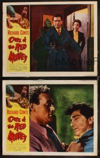 8a724 CASE OF THE RED MONKEY 3 LCs '55 Richard Conte solves the impossible crime!