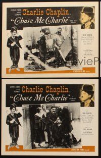 8a725 CHASE ME CHARLIE 3 LCs R59 Charlie Chaplin, Ben Turpin, includes cool boxing image!