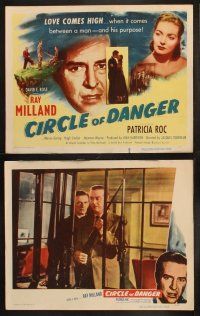 8a111 CIRCLE OF DANGER 8 LCs '51 Ray Milland is a man on a manhunt, directed by Jacques Tourneur!