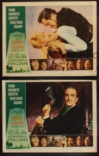 8a726 COMEDY OF TERRORS 3 LCs '64 Vincent Price, Basil Rathbone, Peter Lorre, sexy Joyce Jameson
