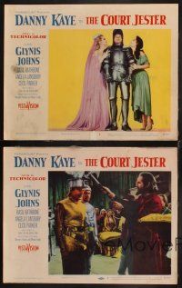 8a597 COURT JESTER 4 LCs '55 Danny Kaye in armor with Princess Angela Lansbury, comedy classic!