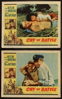 8a123 CRY OF BATTLE 8 LCs '63 Van Heflin, Rita Moreno & James MacArthur in the South Pacific!