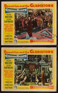 8a732 DEMETRIUS & THE GLADIATORS 3 LCs '54 Victor Mature & Susan Hayward, directed by Delmer Daves!
