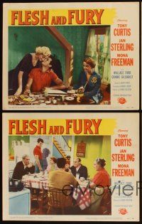 8a610 FLESH & FURY 4 LCs '52 boxer Tony Curtis has fury in his fists & naked hunger in his heart!