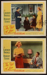 8a743 GIFT OF LOVE 3 LCs '58 great images of pretty Lauren Bacall & Robert Stack!