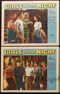 8a613 GIRLS IN THE NIGHT 4 LCs '53 bad girl Joyce Holden, Glenda Farrell & Harvey Lembeck!