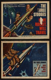8a169 HAVE ROCKET WILL TRAVEL 8 LCs '59 wacky images of The Three Stooges in space suits!
