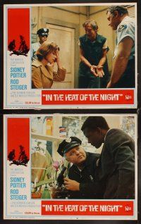 8a186 IN THE HEAT OF THE NIGHT 8 LCs '67 Sidney Poitier, Rod Steiger, Warren Oates, crime classic!