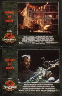 8a198 JURASSIC PARK 2 8 LCs '96 The Lost World, Steven Spielberg, something has survived, dinosaurs