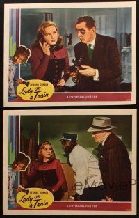 8a527 LADY ON A TRAIN 5 LCs '45 detective Deanna Durbin, Ralph Bellamy, Edward Everett Horton