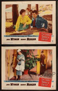 8a629 LADY TAKES A SAILOR 4 LCs '49 Jane Wyman, Dennis Morgan, directed by Michael Curtiz!