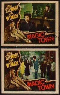 8a759 MAGIC TOWN 3 LCs '47 pollster James Stewart, Jane Wyman, directed by William Wellman!