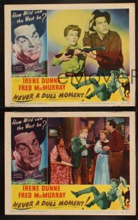 8a766 NEVER A DULL MOMENT 3 LCs '50 Irene Dunne, Fred MacMurray, how wild can the west be?