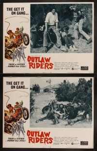 8a273 OUTLAW RIDERS 8 LCs '71 great border art of wacky bikers, tough as leather, harder than steel!
