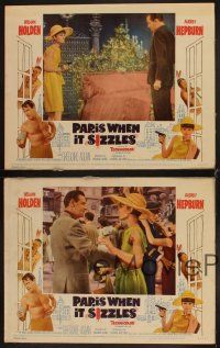 8a648 PARIS WHEN IT SIZZLES 4 LCs '64 great images of pretty Audrey Hepburn & William Holden!