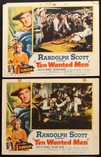 8a480 TEN WANTED MEN 6 LCs '54 cowboy Randolph Scott, Richard Boone, cool gambling scenes!
