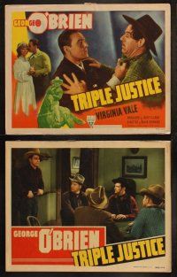 8a359 TRIPLE JUSTICE 8 LCs '40 great images of cowboy George O'Brien, Virginia Vale