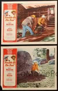 8a682 TROUBLE ON THE TRAIL 4 LCs '54 Guy Madison as Wild Bill Hickok, Andy Devine