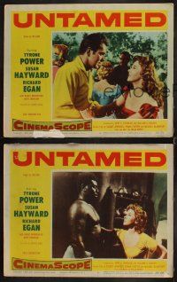 8a795 UNTAMED 3 LCs '55 Tyrone Power & Susan Hayward in Africa with native tribe!