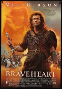 8b116 BRAVEHEART video 1sh '95 cool image of Mel Gibson as William Wallace!