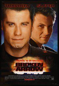8b120 BROKEN ARROW style B advance 1sh '96 John Travolta, Christian Slater, directed by John Woo!