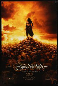 8b158 CONAN THE BARBARIAN teaser DS 1sh '11 Jason Momoa in title role on heap of skulls!