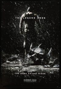 8b173 DARK KNIGHT RISES teaser DS 1sh '12 the legend ends, cool image of broken mask in the rain!