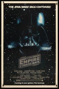 8b220 EMPIRE STRIKES BACK studio style advance 1sh '80 image of Darth Vader head floating in space!