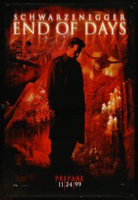 8b222 END OF DAYS teaser DS 1sh '99 grizzled Arnold Schwarzenegger, cool creepy horror images!