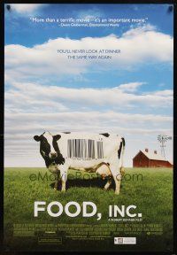 8b258 FOOD, INC. 1sh '08 Robert Kenner, image of cow with bar code!